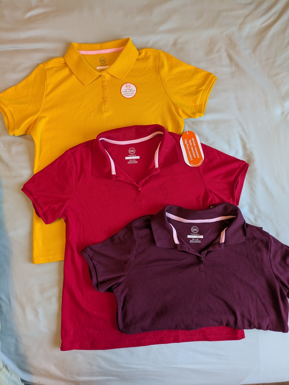 3 School Uniform Polo Shirts – Set of 3 – Kids Girls Size XXL (18) – NWOT
